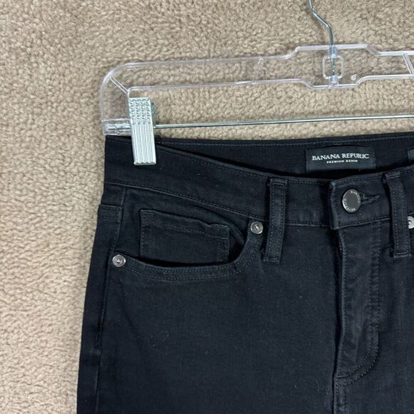 Banana Republic Skinny Jeans Women's 26 Black High Rise‎ Premium Denim Raw Hem - Picture 6 of 15
